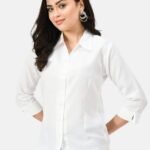 Women Slim Fit Solid Spread Collar Casual Shirt