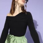 Casual Regular Sleeves Solid Women Black Top