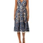 Dress the Population Women's Claudia Plunging Long Sleeve Sequin Lace Mini